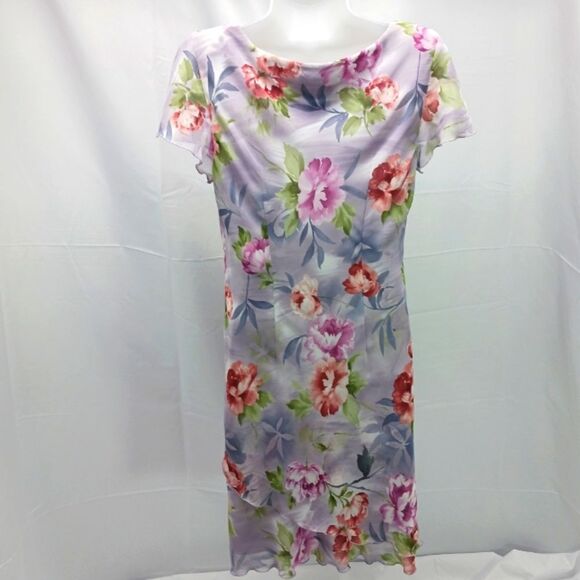 Vintage S.L Fashions Floral V-Neck Midi Dress Whimsy Flowy Femine Womans 10P.... - Picture 6 of 11